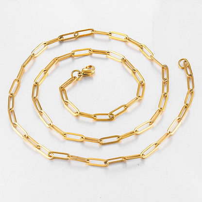 18k Gold Stainless Steel Paper Clip Clavicle Necklace Female 0 Word Chain All-match - HD Wireless Product #2