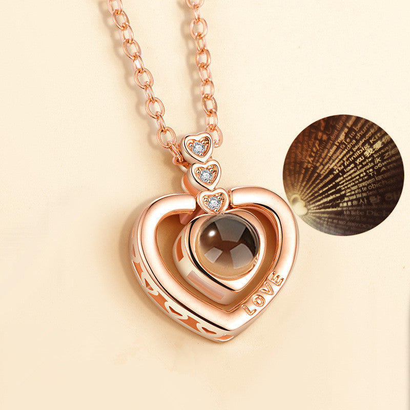 I love you 100 languages love memory projection necklace 711146326364