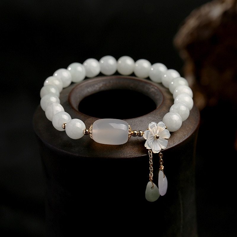 Shell flower jade water drop bracelet 712218302712