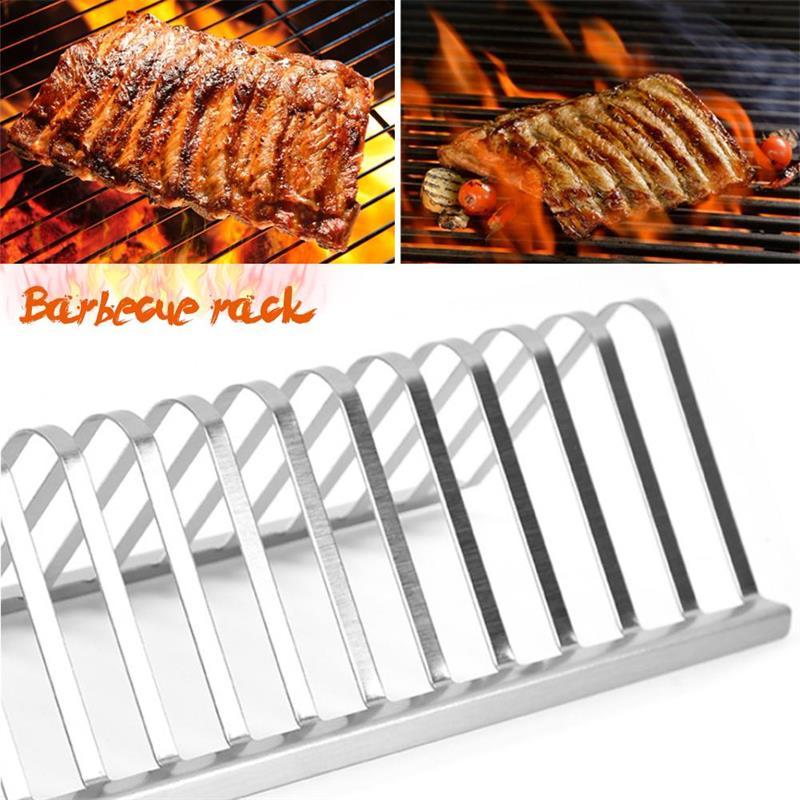 Stainless Steel Barbecue Grill Holder Smoking Rib Racks Grilling BBQ Accessories Outdoor Roasting Stand Picnic Utensil 7151b4