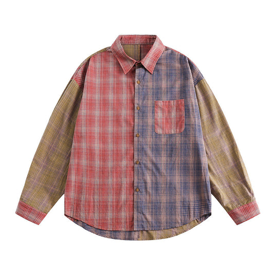 Color Matching Plaid Long Sleeve Shirt For Men And Women 715e29bf 987c 42eb bc01 3d9af6d4736c