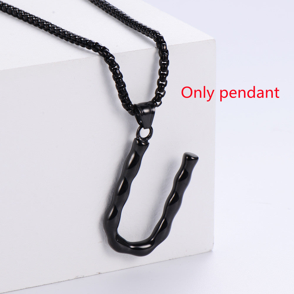 Three-dimensional 26 English Letter Pendant Necklace Fashion Jewelry Titanium Steel Couple Ornament 7166130d afc4 4b0d 82d9 c