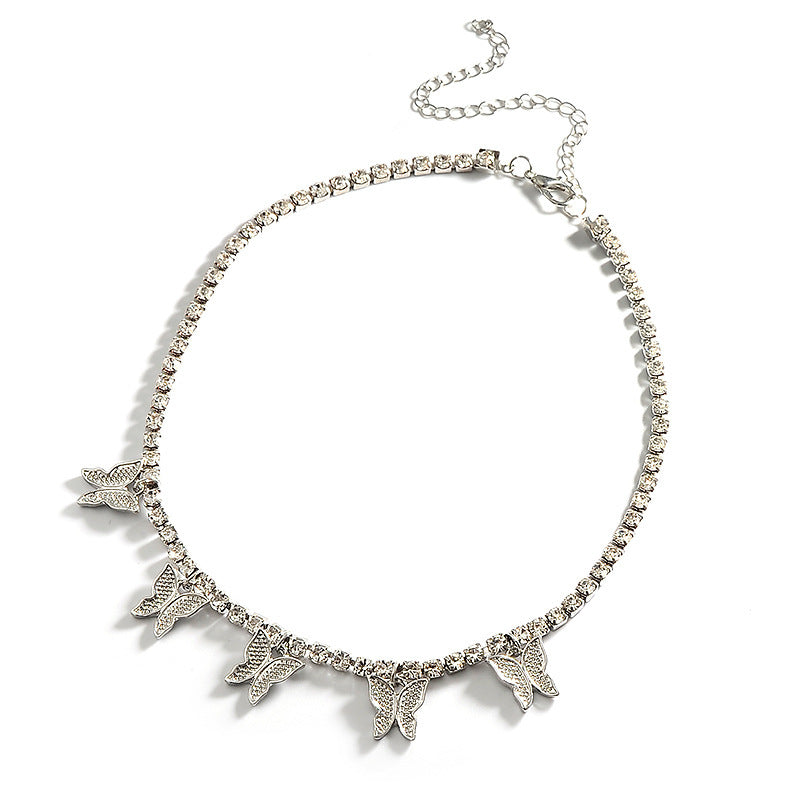 Rhinestone butterfly necklace 716727142840