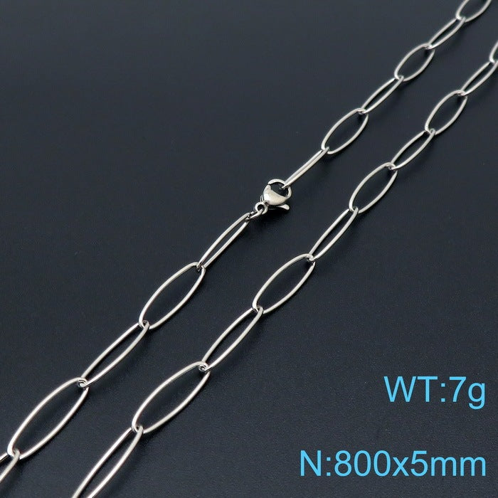 European And American Style Fashion Simple Titanium Steel Oval Ring Clavicle Chain Necklace 71797fac 517c 47b6 a8ee d3c4482ad