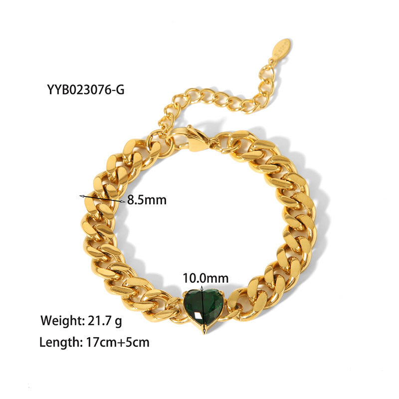 European And American 18K Gold-plated Inlaid Zircon Light Luxury Non-fading Stainless Steel Bracelet Necklace 71835d69 2544 4