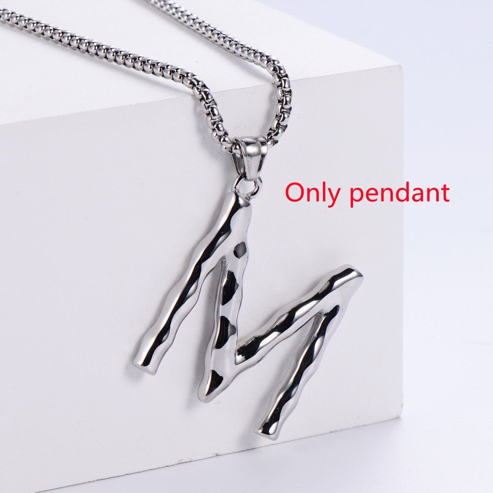 Three-dimensional 26 English Letter Pendant Necklace Fashion Jewelry Titanium Steel Couple Ornament 7196802a 8c73 48a3 9ae9 8