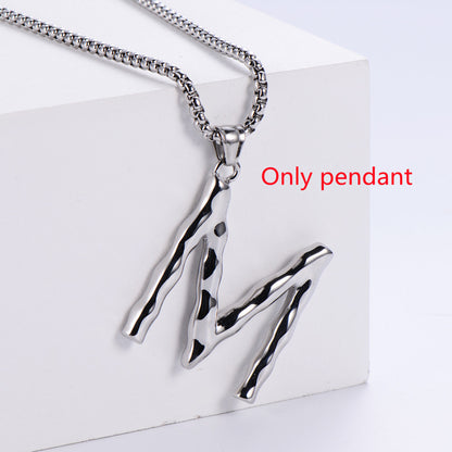 Three-dimensional 26 English Letter Pendant Necklace Fashion Jewelry Titanium Steel Couple Ornament 7196802a 8c73 48a3 9ae9 8