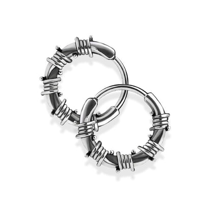 Street Hip Hop Style Vintage Rattan Circle Stainless Steel Earrings 71bd5810 11da 4af6 889c c8b71a7472b2