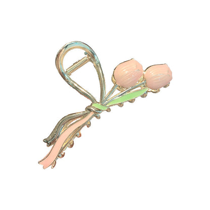 Oil Dripping Tulip Metal Grip Back Head Elegant Barrettes 71c471da 84f0 4818 92b9 d8c37787e884