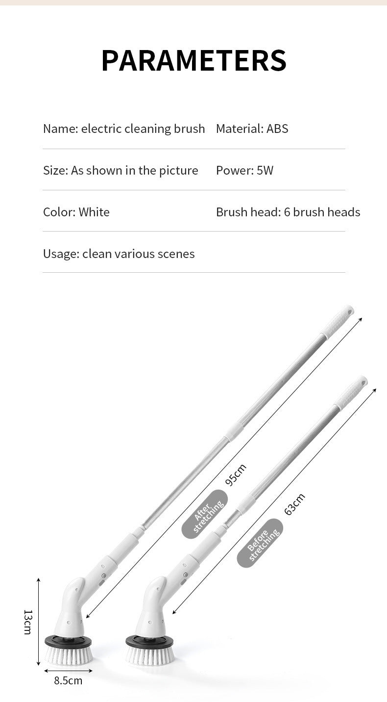 Six in one wireless electric cleaning brush long handle