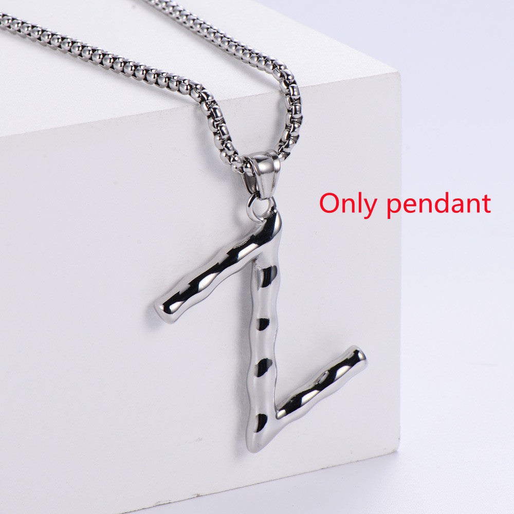Three-dimensional 26 English Letter Pendant Necklace Fashion Jewelry Titanium Steel Couple Ornament 71e6d0e0 d47f 40fd adf9 c