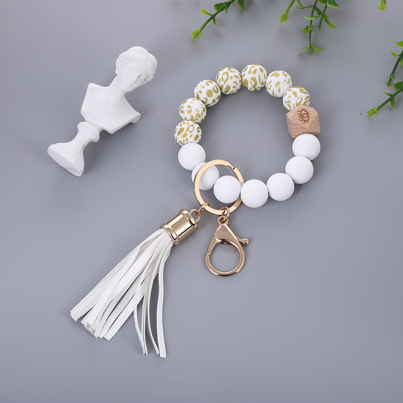 Color Silicone Bead Bracelet PU Tassel Key Chain 71f1e2bf 55ec 4a41 a4c8 477a034df6c2