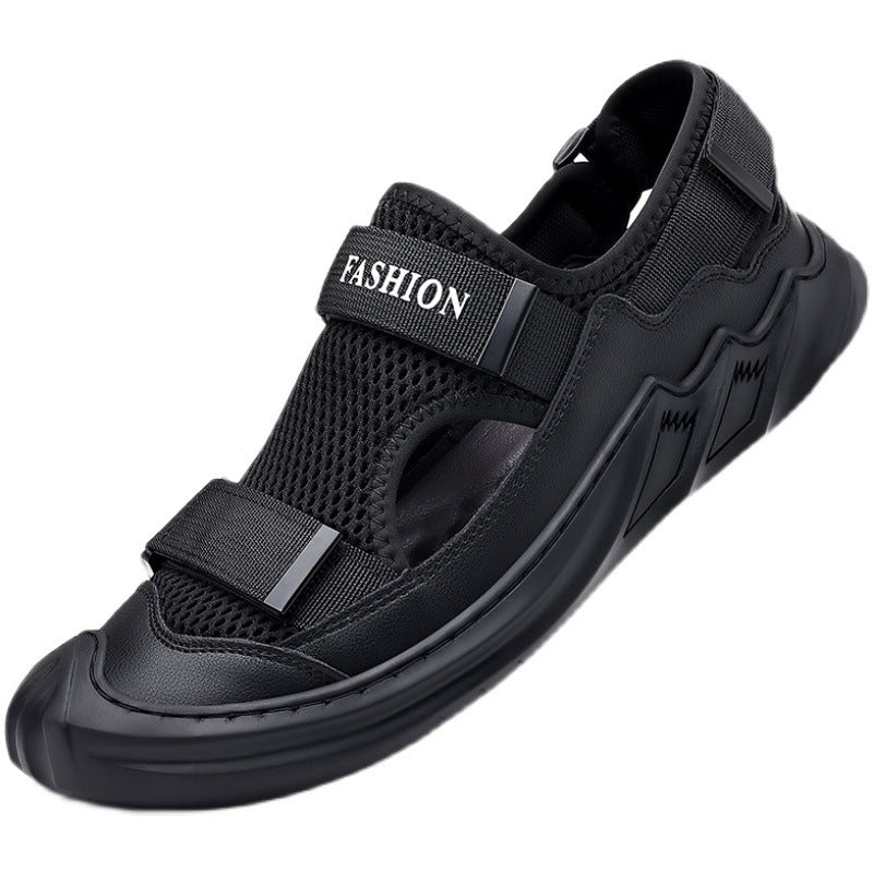 Men's Leather Breathable Closed Toe Mesh Surface Soft Bottom Sandals 7218b46b 7cc4 4126 a7e6 0682f28c1647