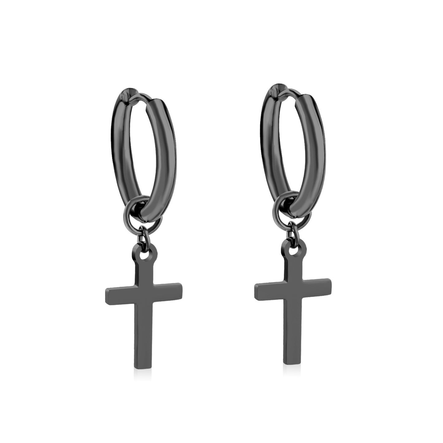 European And American Fashion Stainless Steel Ear Clip Temperament Men's And Women's Cross Earrings 721d71ac 1e99 4693 9078 2