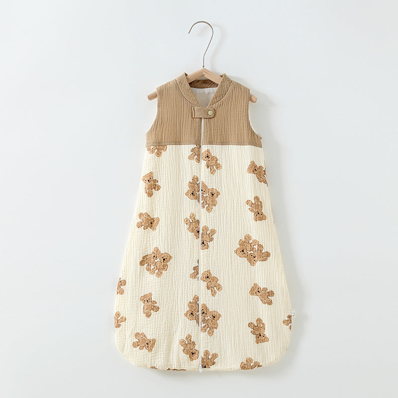 Baby Sleeping Bag Double Layer Patchwork Stand-up Collar Gauze Waistcoat Sleeping Bag 72225efb ae79 493b 9a44 d02a6791b9d3