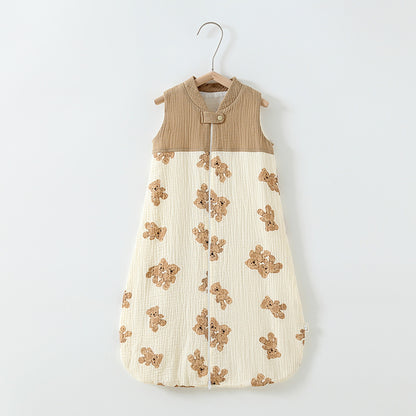 Baby Sleeping Bag Double Layer Patchwork Stand-up Collar Gauze Waistcoat Sleeping Bag 72225efb ae79 493b 9a44 d02a6791b9d3