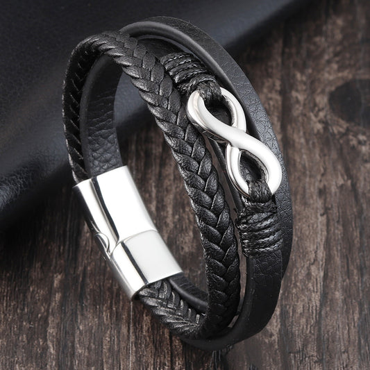 Woven multilayer leather bracelet 723722058453
