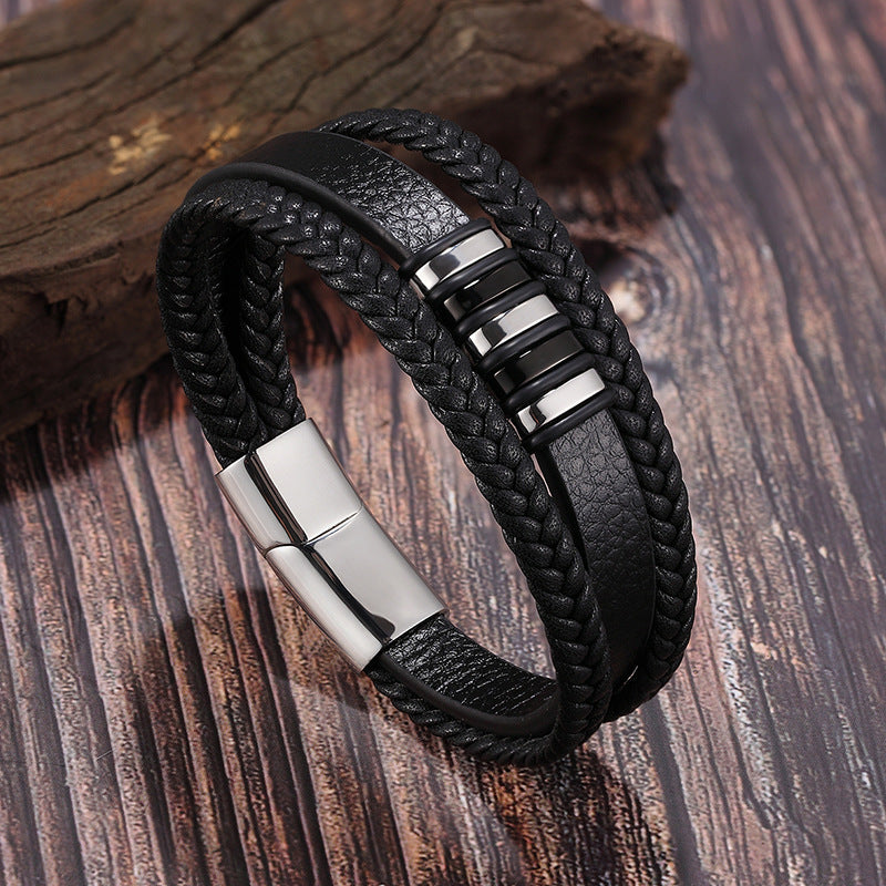 Men's multi-layer braided leather bracelet 724363977770448