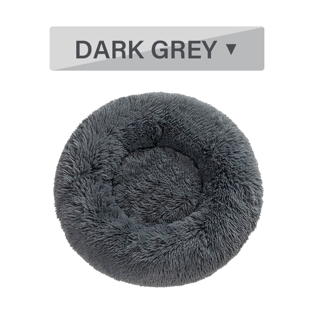 Fluffy Donut Dog Bed  Warm Soft Long Plush Pet Cushion Dog House Cat  Bed Washable Pet Sofa Mat Calming Samll Large Dog Beds 