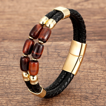 Men's Double-layer Simple Woven Leather Bracelet 72541839 844e 4286 87e7 5a2707d2571b