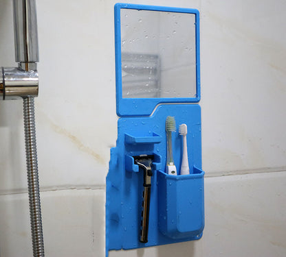 Multi-functional Silicone Toothbrush Holder Mighty Wall Mirror Suction Toothpaste Storage Holder Bathroom Organizer For Showe