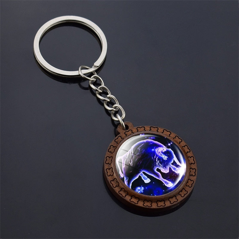 Constellation Keychain Wood Carved Time Gem Pendant 727383bd d914 427c 8afb 041f8fd1293f