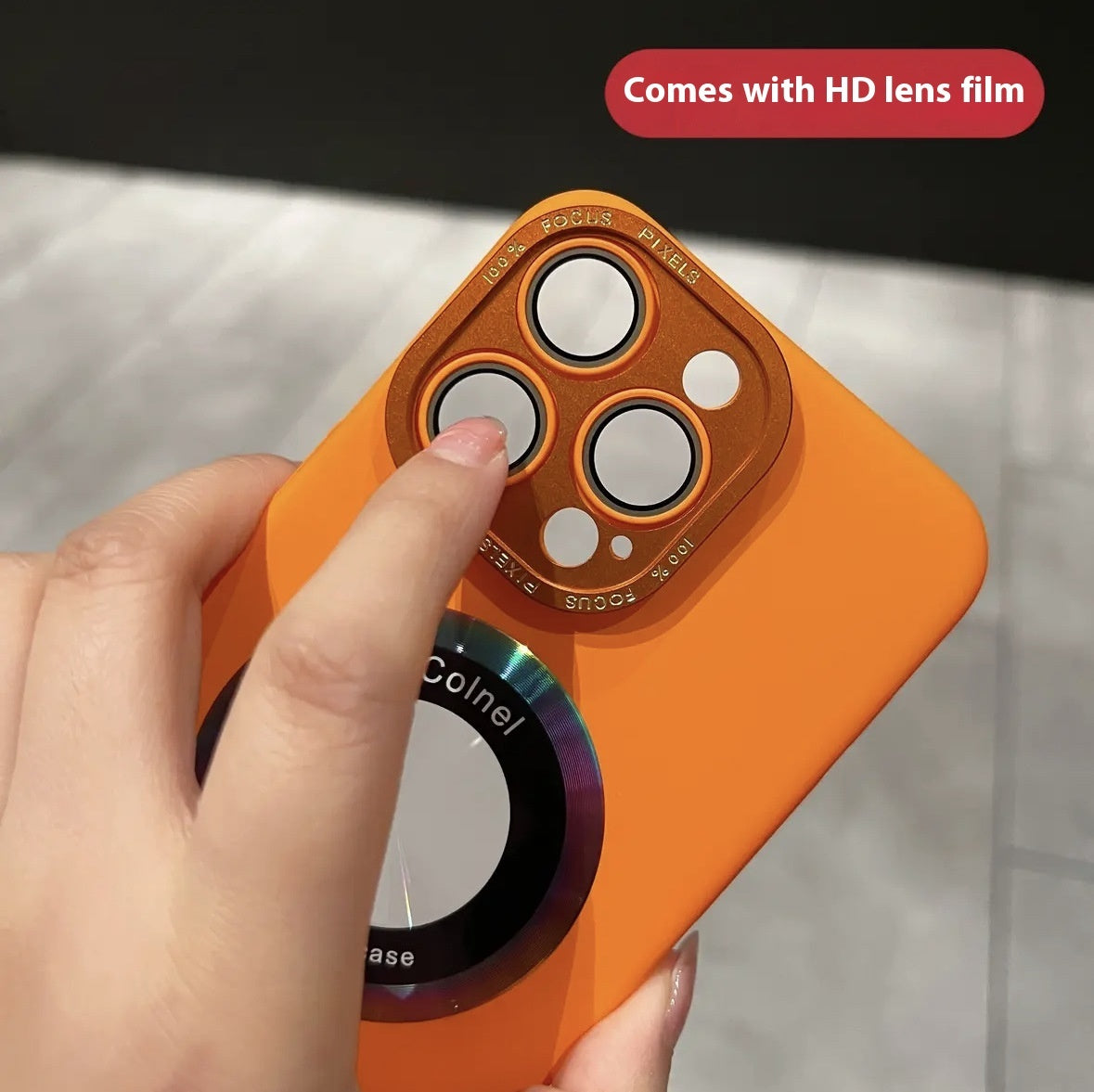 Metal Lens Frame Frosted Phone Case - 图片 3