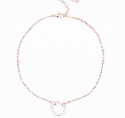 Chain metal ring short necklace 7292595794023