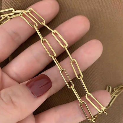 18k Gold Stainless Steel Paper Clip Clavicle Necklace Female 0 Word Chain All-match - HD Wireless Product #7