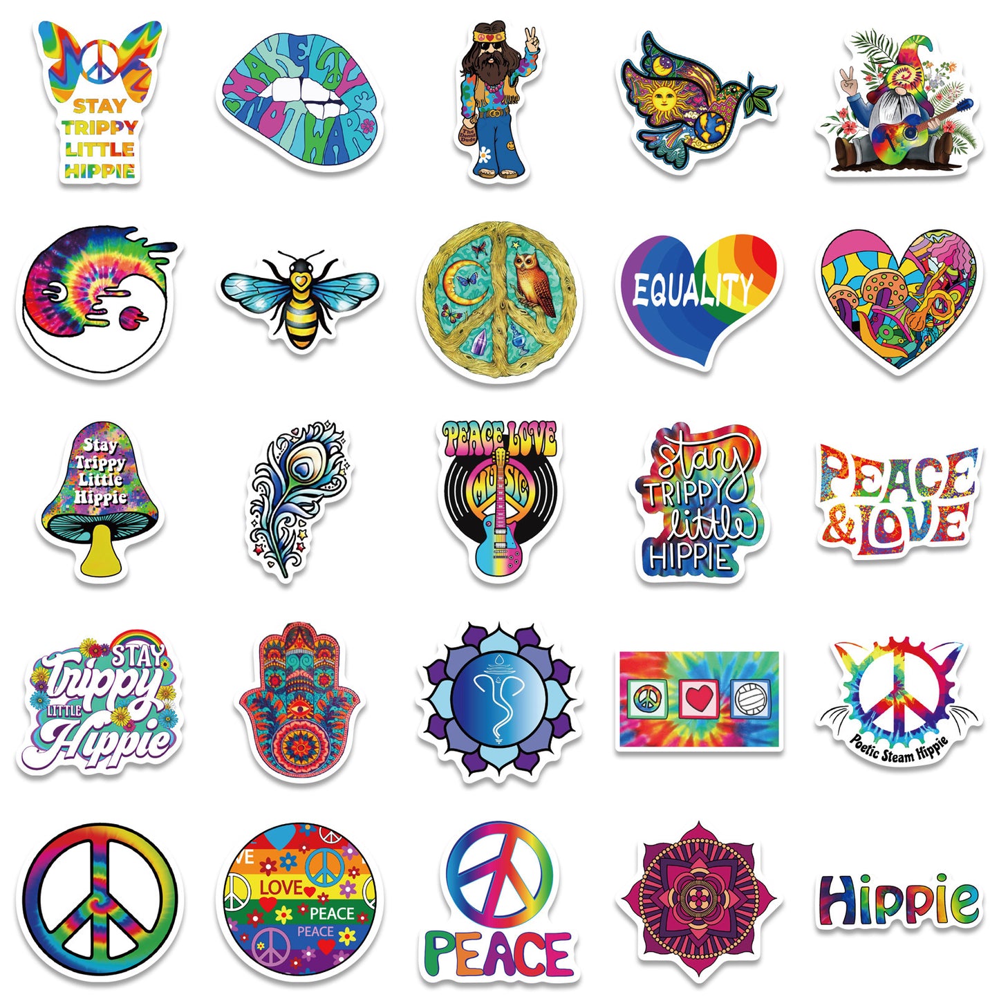 50 Cartoon Hippie Hippie Stickers Personalized Decoration Line - HD Wireless Product #4
