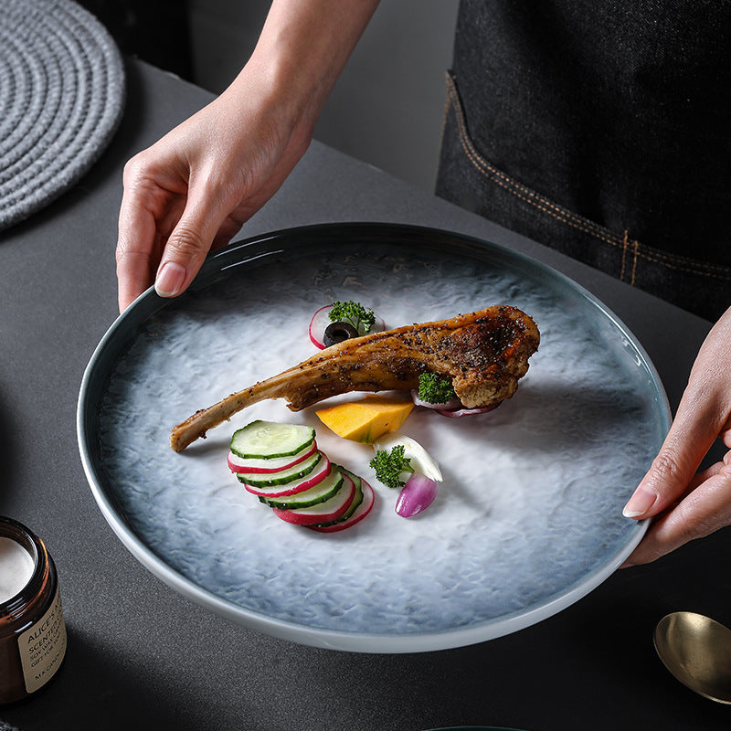 Ceramic Steak Round Flat Plate Home Creative Dish Plate 72bf9f65 30a1 47f9 85fc f71ffb313701