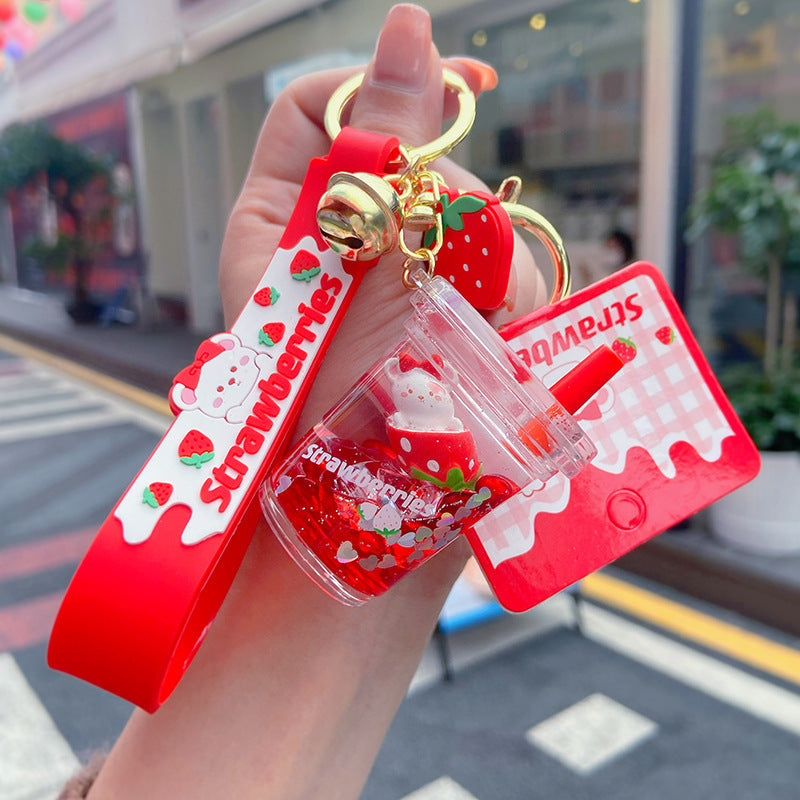 Floating Strawberry Bear Oil Key Chain Pendant 72d3e65b b363 424b 87a7 785e217e5e95