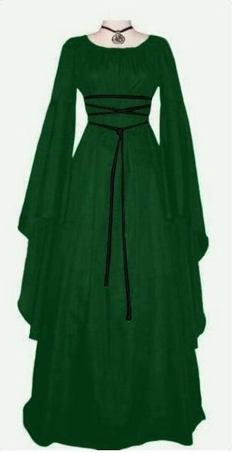 Halloween Long Sleeve Round Collar Belt Irregular Ladies Dress Halloween Witch Costume 730418521800