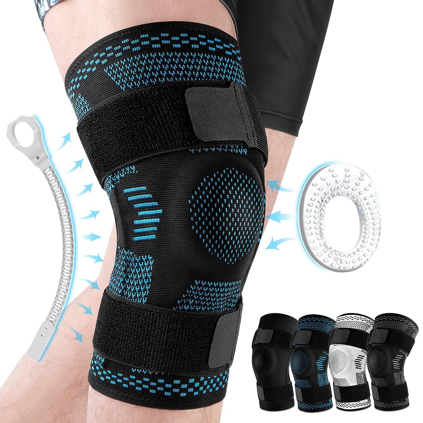 Knitted Breathable Silicone Strap Compression Sports Knee Leg Guards 73072cd5 0154 4f97 b34c 0cca88f71f46