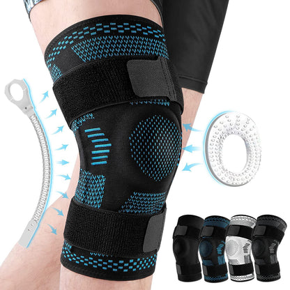 Knitted Breathable Silicone Strap Compression Sports Knee Leg Guards 73072cd5 0154 4f97 b34c 0cca88f71f46