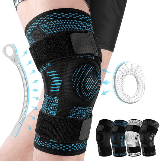 Knitted Breathable Silicone Strap Compression Sports Knee Leg Guards 73072cd5 0154 4f97 b34c 0cca88f71f46