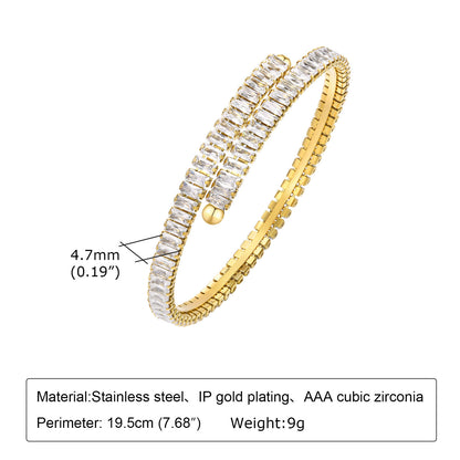 Women's Fashion Simple Square Zircon Stainless Steel Bracelet 7322b0a4 07f7 4d13 b984 373650e73458