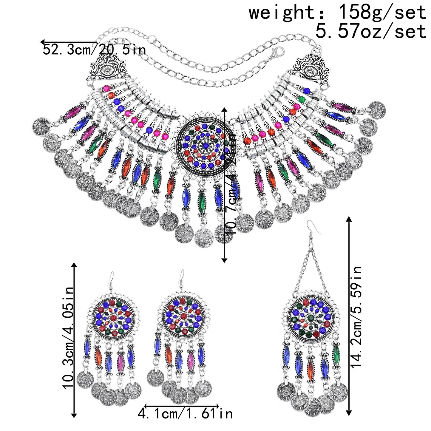 Boho Vintage Necklace Earrings Tiara Set 733ebd9b d18f 4cf3 ad7c fff88532d9a3