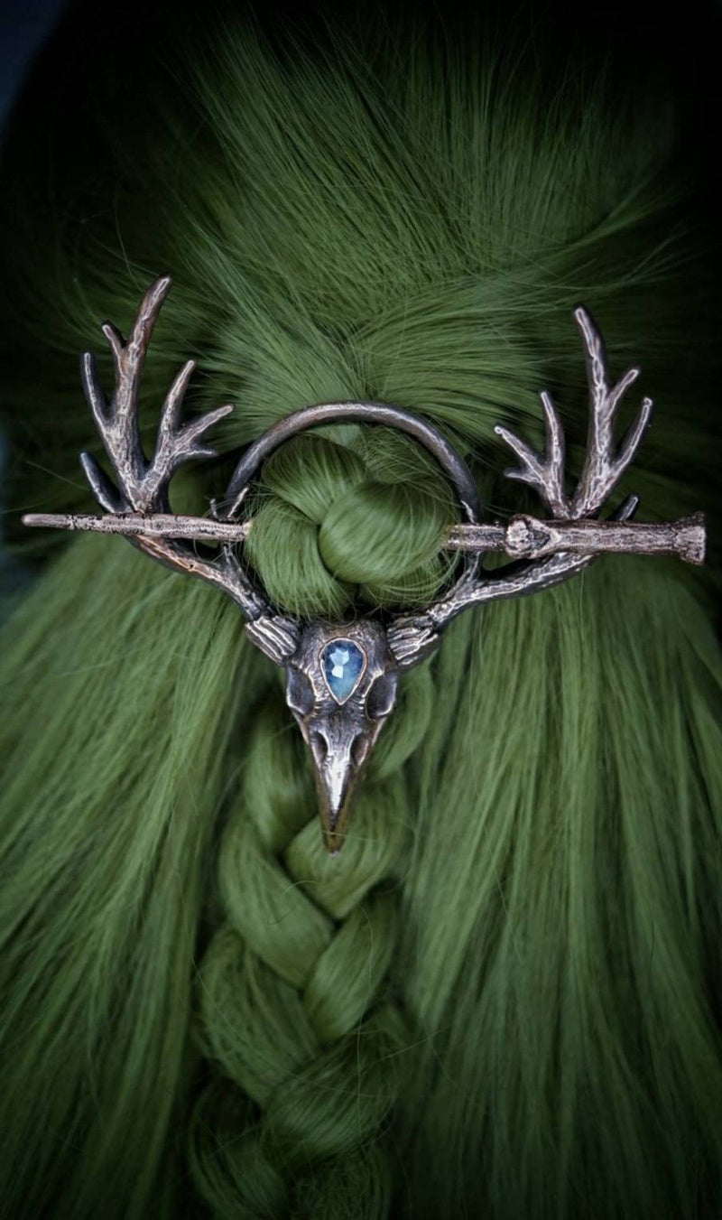 Gothic Retro Crow Skeleton Moonlight Stone Deer Horn Women's Hairpin 73419947 b919 4045 9b4b 487e9bba0482