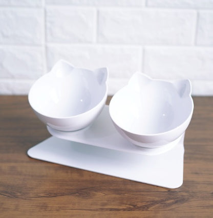 New Inclined Food Cat Ear Oblique Mouth Transparent Single Pet Bowl 7375116975489