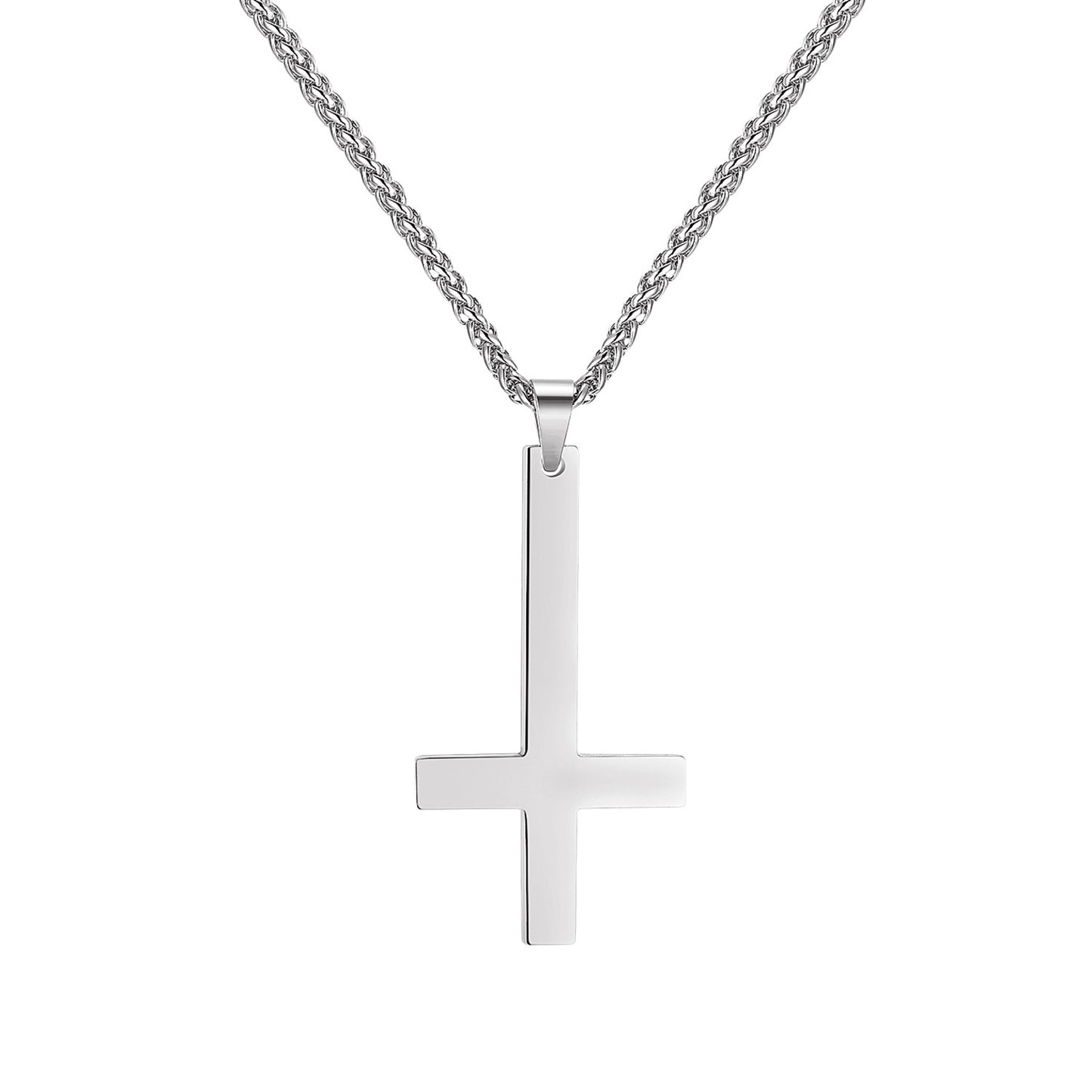 Titanium steel smooth cross necklace pendant 738298945951