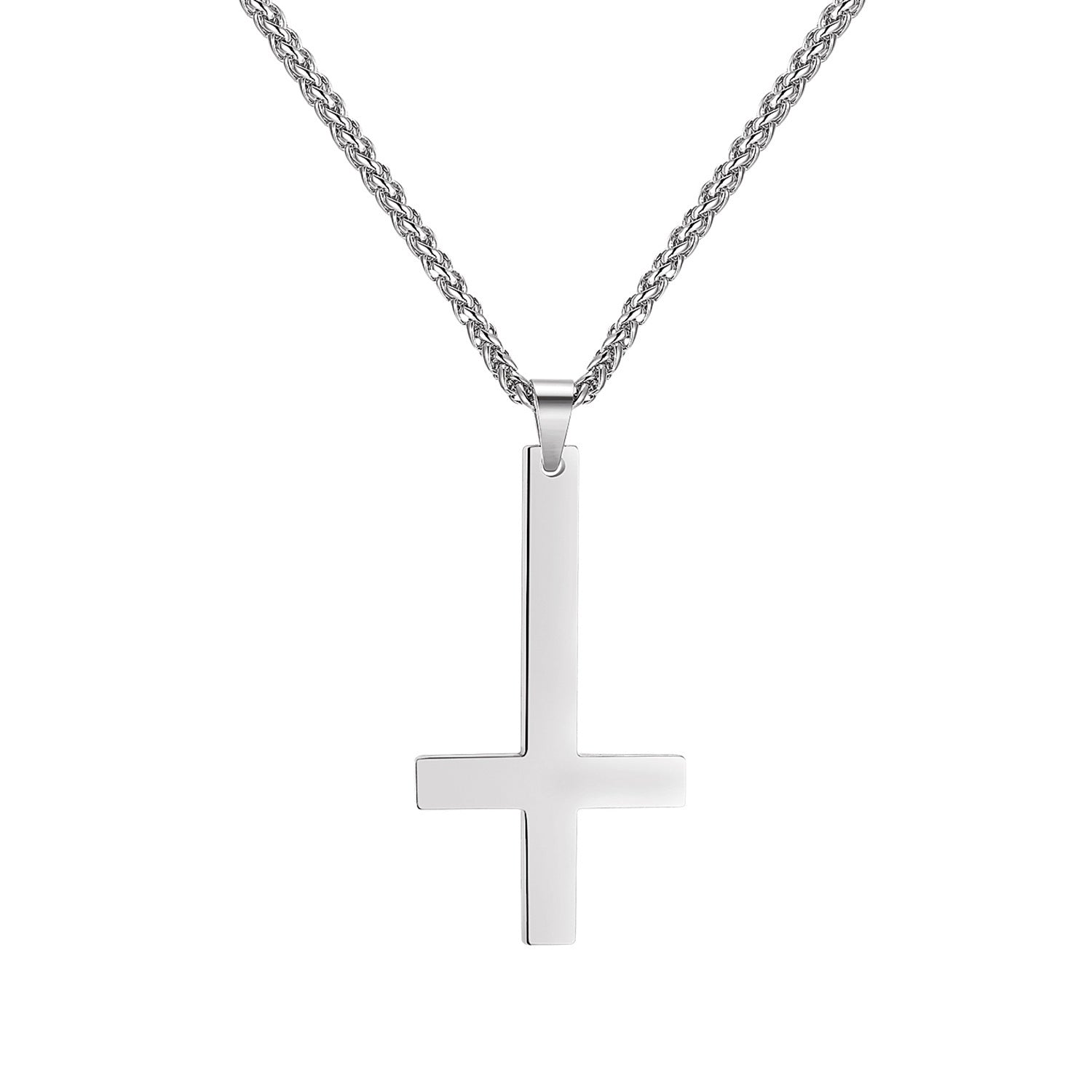 Titanium steel smooth cross necklace pendant 738298945951