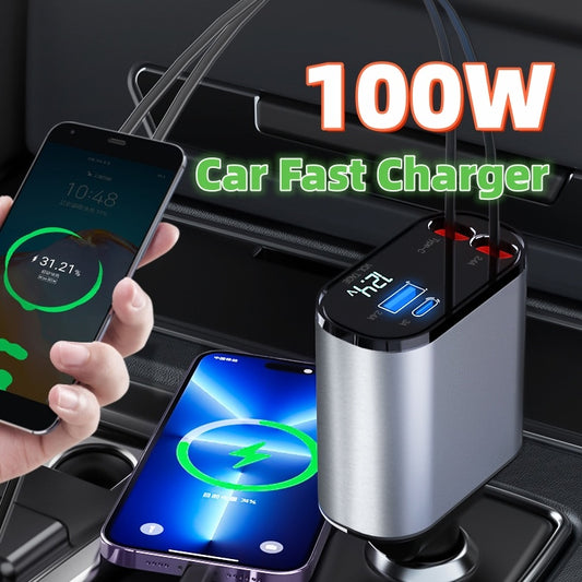Metal Car Charger 100W Super Fast Charging Car Cigarette Lighter USB And TYPE-C Adapter 738d1093 39e2 44ad 8295 11ae5c35f1e4