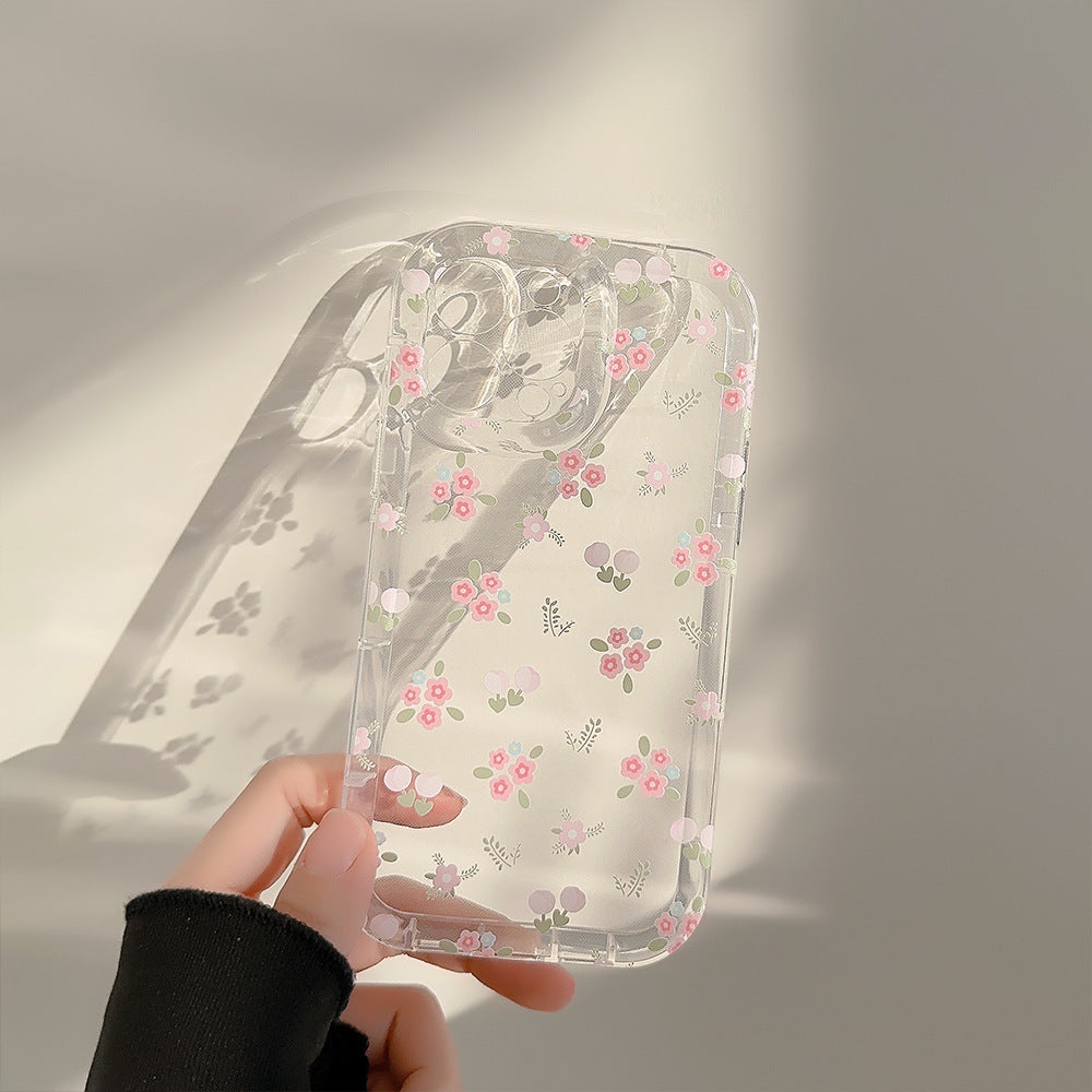 Crushed Flower Flowing Sand Stand Phone Case Transparent - 图片 4