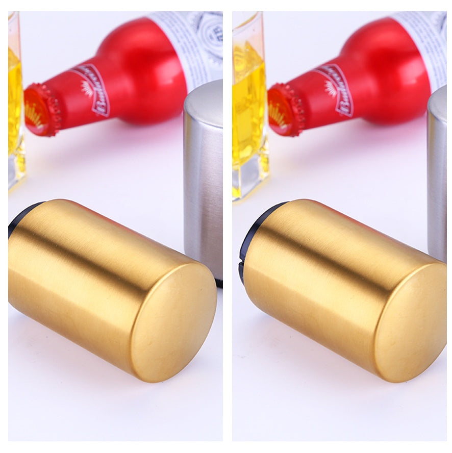 Portable Magnetic Automatic Beer Bottle Opener Bar Accessories Decor Stainless Steel Wine Can Openers with Brushed Metal 73c4
