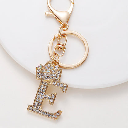 Metal Diamond-encrusted 26 English Crown Alphabet Keychain 73d86008 2204 4fb2 a02c b1a7ca3db80b