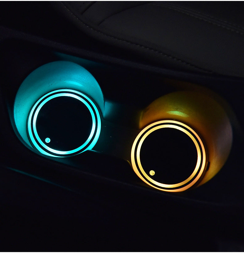 Colorful Cup Holder LED Light-up Coaster Solar & USB Charging Non-slip Coaster Ambient Light For Car Automatically 73e6a20d 0