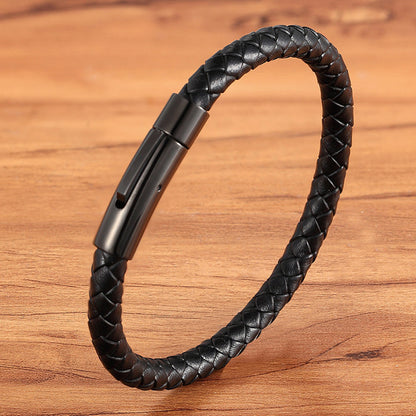 Titanium Steel Braided Leather Bracelet 741d3420 4c5b 4f1a b89e 14903969c8e5