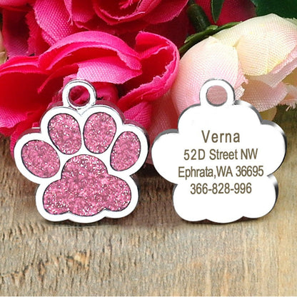 Zinc alloy custom glitter foot paw dog tag 743127261318
