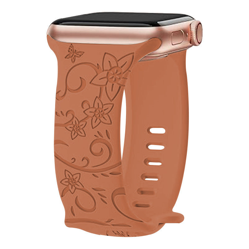 New Laser Carving Embossed Brocade Flower Butterfly Clasp Silicone Strap 743f3f11 0c80 469c a751 080fcfbc76dd 838c3d1e 56a4 4